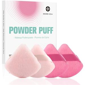 EIGSHOW Piumini da Cipria puff cipria triangolare spugnetta cipria per Cipria Sciolta Fard Fondotinta Strumenti per il Trucco Rosa e beige confezione da 4 (M113)