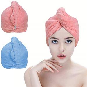 ACWOO Asciugamani Capelli a Turbante, 2 Pezzi Aciugamani in Microfibra Ispessita, Cappuccio Capelli Secchi Super Assorbente, Asciugatura Rapida per Capelli Bagnati, Asciugamani da Doccia con Bottoni