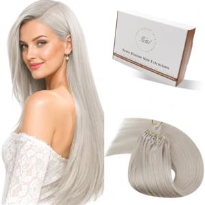 Hetto extension Microring Capelli Veri Biondo Cenere 30cm 50Ciocche