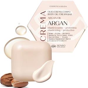 Senso Naturale Olio Corpo Solido, Crema Corpo Idratante con Olio di Argan e Jojoba, Burro di Karité e Vitamina E | 100% Naturale e Vegano