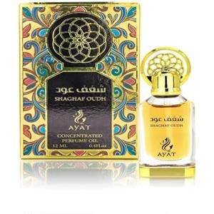 AYAT PERFUMES - Olio di Profumo 12 ml, Estratto di Profumo Orientale, Profumo Arabo, Lunga Durata, Muschio Halal, Oud Naturale, Ambra, Senza Alcool, Per Uomo - Prodotto a Dubai (Shaghaf Oud)