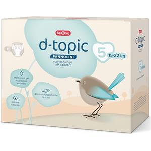 Buona D-Topic Pannolini Taglia 5-15-22kg - con Tecnologia pH Comfort - Confezione vendita: 18 pz Dermatologicamente testato, Cotone Naturale, Materiali Traspiranti Delicati sulla Pelle dei Bambini
