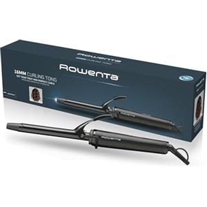 Rowenta CF2119 Ferro Arricciacapelli, 16 mm, Riccioli Solidi, Rivestimento in Ceramica, Calore Delicato, Punta Fredda, Cavo Girevole a 360°, Uso Sicuro, Nero/Rosso