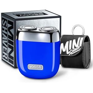 yoose Rasoio Elettrico, Rasoio Elettrico Uomo in Metallo, IPX7 Impermeabile con Ricarica USB-C & Lame Magnetiche - Facile da Pulire - Per Viaggi, Outdoor, Lavoro e Auto (Blu)