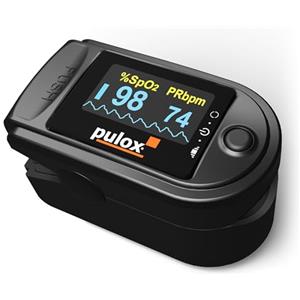 Pulox Pulsossimetro Pulox PO-200 Solo in nero - Misurazione della saturazione di ossigeno (SpO₂), della frequenza cardiaca (polso) e dell'indice di perfusione (PI)