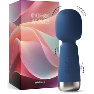 Oliver James Mini vibratore di Oliver James - Wand vibratore ricaricabile in silicone con 5 velocità e 5 modalità, sex toy discreto per donne, 12,5 cm × 4,3 cm (Zaffiro di mezzanotte)