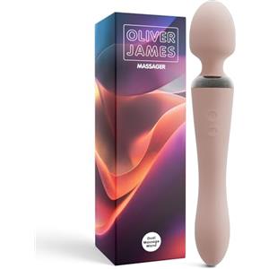 Oliver James Vibratore Doppio di Oliver James - Wand Massaggiante e Dildo Vibrante con 10 Modalità di Piacere, in Silicone Resistente all'Acqua, Giocattoli Sessuali per Coppie e Donne (Rose Pastello)