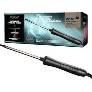 REVAMP Progloss Tight Curl Stick, Ferro Arricciacapelli in Ceramica con Tecnologia Ionica per Capelli Ricci da Stretti a Medi, Infuso con Oli Protettivi, Diametro 10 mm, Temperatura 120°C-210°C, Nero