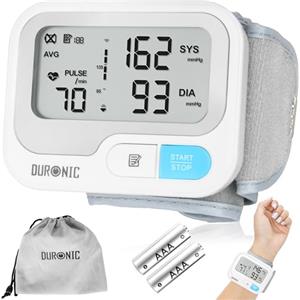 Duronic BPM65 WE Misuratore Pressione da Polso Digitale Automatico, Sfigmomanometro Portatile, Display Retroilluminato, Memoria, Rilevazione Aritmie, Misura Pressione Arteriosa, Battito, Bianco