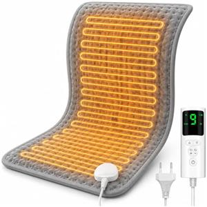 UOHHBOE Termoforo Elettrico 75W Tappetino Riscaldante 9 Impostazioni di Temperatura Lavabile in Lavatrice 4 Timer 60x30cm Con Spegnimento Auto Termoforo Cervicale Spalle Schiena Addome e Gambe
