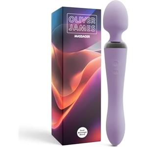 Oliver James Vibratore Doppio di Oliver James - Wand Massaggiante e Dildo Vibrante con 10 Modalità di Piacere, in Silicone Resistente all'Acqua, Giocattoli Sessuali per Coppie e Donne (Lilla Pastello)
