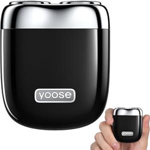 yoose Rasoio Elettrico, Rasoio Elettrico Uomo in Metallo, IPX7 Impermeabile con Ricarica USB-C & Lame Magnetiche - Facile da Pulire - Per Viaggi, Outdoor, Lavoro e Auto (Nero)