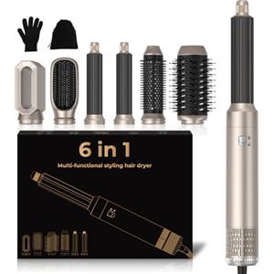 MogaWave Hair Styler 6 in 1,Asciugacapelli Capelli ad Aria,1000w Phon Capelli,Spazzola Asciugacapelli Per Dare Volume Ai Capelli, Lisciare, Arricciare, Ioni Air Curler Brush,Strumenti per Capelli