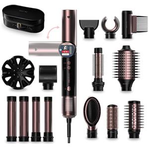 Cecotec Modellatore per capelli AirGlisse 14in1 Flex Black con 14 Testine. 1400W, 110000 RPM, Display, Tecnologia Coanda, Motore Brushless, Funzione Rotante e Rivestimento in Ceramica e Cheratina