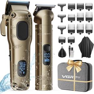 VGRPRO Tagliacapelli uomo professionale, Tagliacapelli Senza Fili per Macchinetta per Capelli, set di Capelli Trimmer e Taglia capelli uomo elettrico Con confezione (Oro)