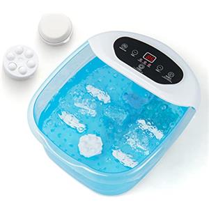 GYMAX Pediluvio con Massaggio e Riscaldamento, Pediluvio Massaggiatore con Perle Massaggianti Rimovibili, 35-46°C, Pediluvio Elettrico con Funzione Timer (BLU)