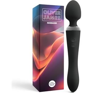 Oliver James Vibratore Doppio di Oliver James - Wand Massaggiante e Dildo Vibrante con 10 Modalità di Piacere, in Silicone Resistente all'Acqua, Giocattoli Sessuali per Coppie e Donne (Nero)