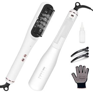 PARWIN PRO BEAUTY Pro Steam Spazzola lisciante PARWIN PRO BEAUTY 3 in 1, spia LED, tecnologia agli ioni e vapore per una doppia cura, riduce i danni, 4 impostazioni di temperatura, colore bianco