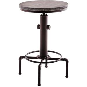 CLP Tavolo Industriale Ferro E Legno Lumos I Tavolino Rotondo Ø 50 CM Rustico Regolabile In H 80-100 CM I Tavolo Idrante, Colore:bronzo