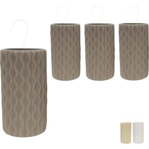 Virsus 4 Evaporatori d'acqua per termosifoni in Ceramica 9039, misura 8x3,5x18 cm, Umidificatore con motivo a onda e gancio a forma di S (Grigio)