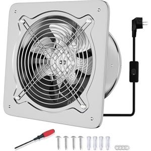 FanGoFast 200mm Ventola Aspirazione Bagno 980m³/h Aspiratore Industriale Estrattore Ventilazione, Circolazione dell'aria con Spina EU per Cucina Ufficio Serra Garage (Argenteo, 200mm)