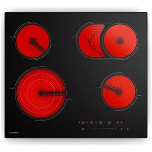 Klarstein Piani Cottura in Vetroceramica - 60 cm, 4 Zone, 6700 W, Touch Slider, Timer & Blocco Bambini, Piano Cottura Elettrico Vetroceramica per Cucine Moderne