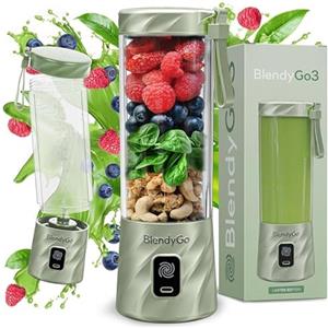 BlendyGo Frullatore portatile mini frullatore elettrico BlendyGo 3 usb ricaricabile tritatutto elettrico frullo piccolo blender smoothie maker trita ghiaccio e frutta congelata (Matcha Metallic)
