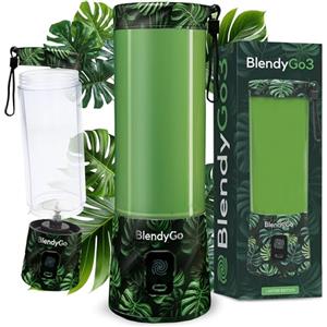 BlendyGo Frullatore portatile mini frullatore elettrico BlendyGo 3 usb ricaricabile tritatutto elettrico frullo piccolo blender smoothie maker trita ghiaccio e frutta congelata (Monstera)
