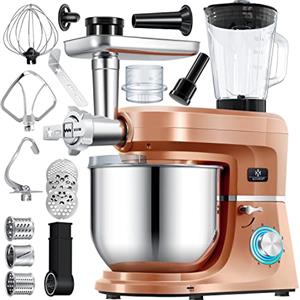 KESSER® Robot da cucina universale 3 in 1 K-KM 3000 con tritacarne Impastatrice multifunzionale Miscelatore da 5,5 l con 3 strumenti di miscelazione Strumenti per miscelare Spremiagrumi, rame