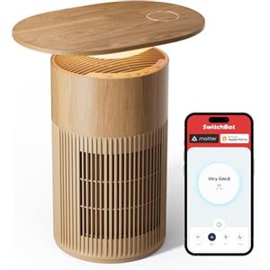 SwitchBot Purificatore D'aria Con App E Luce Notturna, CADR 400m³/h Fino A 83㎡, Filtro HEPA Rimuove 99.97% Di Muffa, Polvere, Polline, Modalità Sonno 20dB (Purificatore d'aria da tavolo)