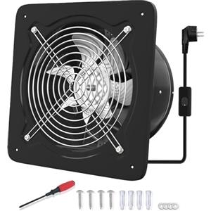 FanGoFast 200mm Ventola Aspirazione Bagno 980m³/h Aspiratore Industriale Estrattore Ventilazione, Circolazione dell'aria con Spina EU per Cucina Ufficio Serra Garage (Nero, 200mm)