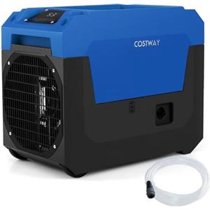 COSTWAY 66 L/Giorno Deumidificatore Commerciale, Deumidificatore Industriale Portatile con Tubo di Scarico, Pannello di Controllo, Timer, per Scantinati e Garage, Fino a 167 m² (Blu)