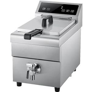 METRO Professional Friggitrice a induzione GIDF1008, acciaio inox, 8 L, 3500 W, con rubinetto di scarico, argento