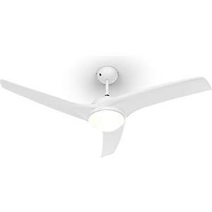 Klarstein Figo Ventilatore da soffitto - 2 in 1: ventilatore & plafoniera (2 x 42 W), Diametro: 52" (132 cm), 3 pale, Portata d'aria: 9.018 m³/h, 2 direzioni di rotazione, 3 velocità, bianco