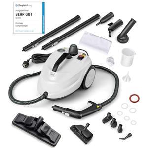 COSTWAY 2000W Pulitore a Vapore, Macchina per Pulizia Rotante con 13 Accessori, Capacità d'Acqua di 1,8L, Macchina a Vapore Multiuso per Tappeti Finestre Vetri e Tende (Bianco)