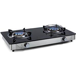 Klarstein Piastra a gas con 2 fuochi cottura e tavolo da 2 bruciatori piano 7,7 kW in acciaio inox