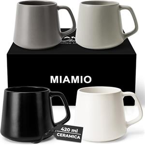 MIAMIO - Set di Tazze da Caffè (Set di 4) / Grandi Tazze in Ceramica (420 ml) - Tazza per Cappuccino, Tè, Espresso - Adatto al Microonde e alla Lavastoviglie - Collezione Luxe (Pastello classico)
