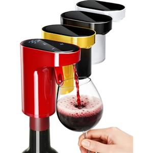 Redsack Regalo per la Festa della Repubblica - 5-in-1 Decanter Elettrico Vino & Erogatore Liquori Smart | Aeratore Auto con Dosaggio 1-999ml | Per Appassionati di Vino, Whisky e Host (Rosso)
