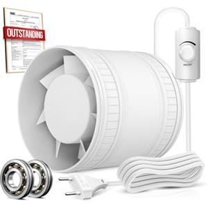 BUMSOU Estrattore Aria 100 mm a Velocità Regolabile, Ventola Aspirazione con Protezione Contro il Surriscaldamento, Ventilatore a Condotto Compatto Silenzioso Potente, Aspiratore Bagno Cucina Tenda
