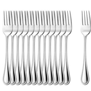 COM-FOUR® 12x Forchette da Torta in Acciaio Inossidabile 430 - Posate Eleganti dal Design Semplice - Piccole Forchette da Dessert - Forchette da Antipasto - 13,7 cm
