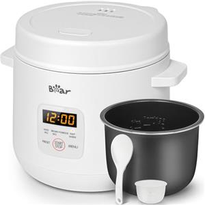 Bear Cuociriso DFB-S12E6 2 Tazze Non Cotte, Multifunzionale 300W Con Funzione Di Mantenimento Del Calore E Preimpostata, Bianco