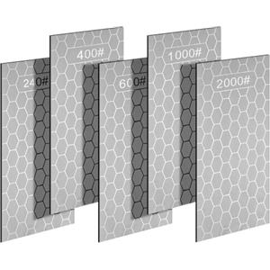 Aolso 5 Pezzi Pietra Diamantata per Affilare Coltelli,Pietra Affilare Nido d'ape,Pietra Affilacoltelli per Coltelli da Cucina Forbici Rasoi Spade,Granulometria 240/400/600/1000/2000