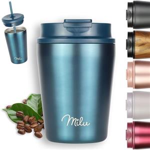 Milu Tazza Termica per caffè 300ml, 400ml, 500ml - Thermo Coffee Mug-to-Go, Tazza da Viaggio Senza BPA, Litri con Isolamento, In Acciaio Inox e Tenuta stagna per caffè e tè (Green, 300ml)