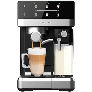 Cecotec Macchina da Caffè Espresso Semiautomatica Tattile con Serbatoio Latte Power Espresso 20 Touch & Cream. 1350W, Sistema Thermoblock, 20 Bar, Beccuccio Schiumatore, Serbatoio 1.8L