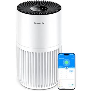 GoveeLife Mini Purificatore d'aria per camera da letto, con filtro HEPA intelligente e controllo tramite app Alexa per peli di animali, odori, polline, fumo, 3 velocità, 2 modalità, timer, aroma casa