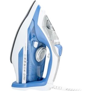 TZS First Austria Ferro da stiro a vapore, intensità del vapore regolabile e colpo di vapore verticale, serbatoio dell'acqua da 450 ml, incl. contenitore dell'acqua, in bianco/grigio/blu, 2600 W