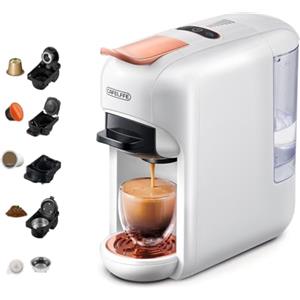 CAFELFFE MK-606 - Macchina da caffè a capsula-capsula 5 in 1, 19 bar, macchina per caffè espresso a preparazione calda/fredda, compatibile con K-Cup/Nes Original/DG/44 mm, ESE Pods & macinato, 7