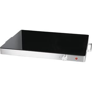 METRO Professional Piastra scaldavivande HWT140, vetro temperato, controllo manuale, 400W, piedini antiscivolo, protezione anti-surriscaldamento, indicatore di funzionamento, argento/nero