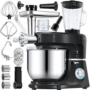KESSER® Robot da cucina universale 3 in 1 K-KM 3000 con tritacarne Impastatrice multifunzionale Miscelatore da 5,5 l con 3 strumenti di miscelazione Strumenti per miscelare Spremiagrumi, nero