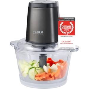 TZS First Austria Tritatutto | Contenitore in vetro da 1,7 L | 500 W | 2 velocità | Tritatutto multiplo | Fondo antiscivolo | Acciaio inossidabile